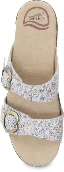Dansko White Multi Sophie Womens Adjustable Strap Slide Sandals 9841-132200
