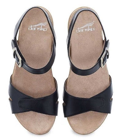 Dansko Women's Laurie Black Burnished Calf Sandal 1823-020600