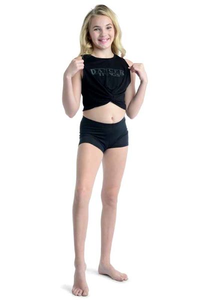 Danznmotion Black Childrens Dancer Things Twist Front Top 21309C