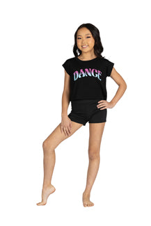 Danznmotion Foil Dot Sequin Dance Tee 25306C