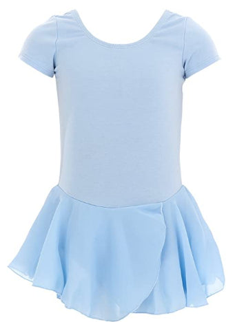 Danznmotion Light Blue Georgette Short Sleeve Girls Dance Dress 724-LTBLUE