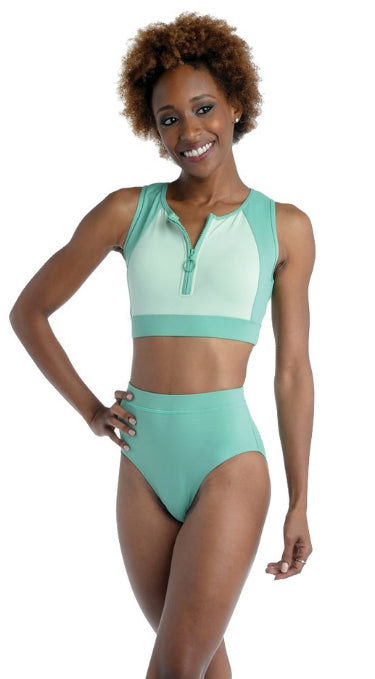Danznmotion Seafoam Green Adult Tonal Color Block Scuba Top 21314A- GREEN