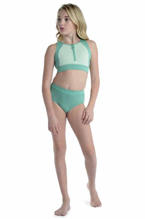 Danznmotion Seafoam Green Girls High Waisted Dance Brief 21410C-GREEN