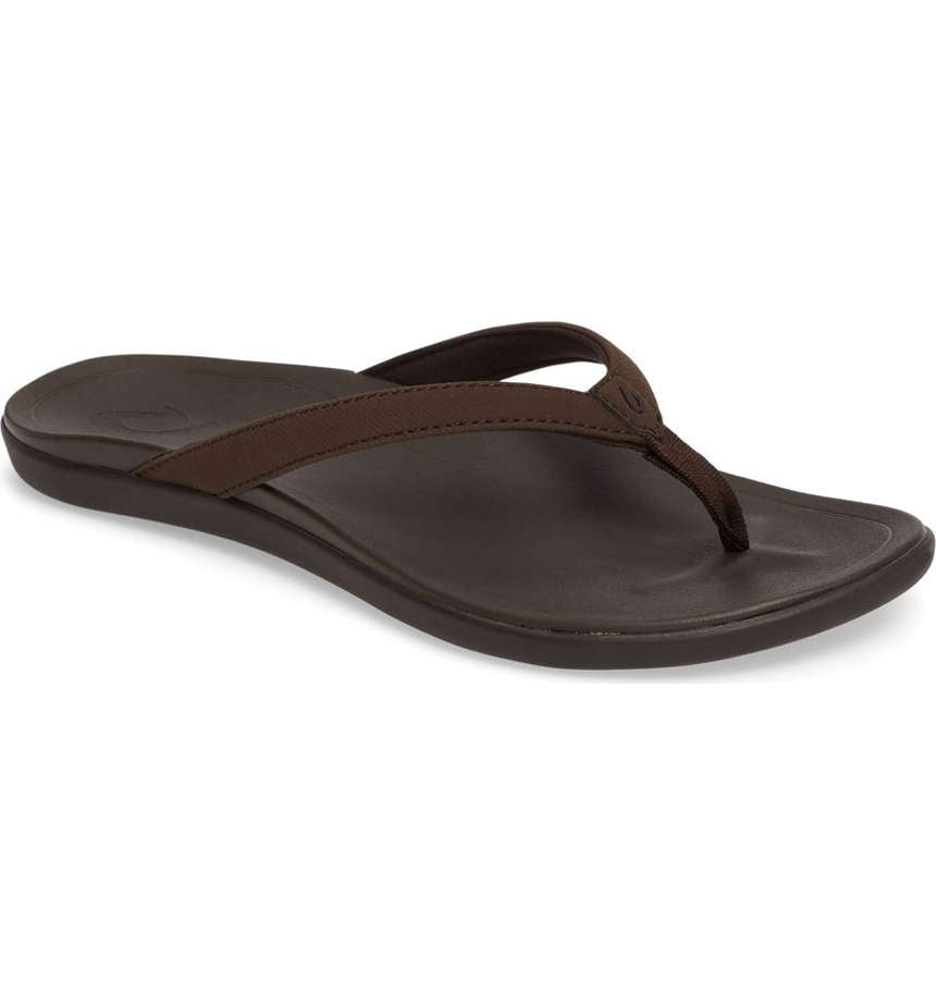 Dark Java Faux Leather Ho Opio Womens Comfort Olukai Sandals