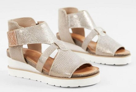 Dibe True Pewter Cognac Women's Greensburg Leather Wedge Sandal GRNS-BURG