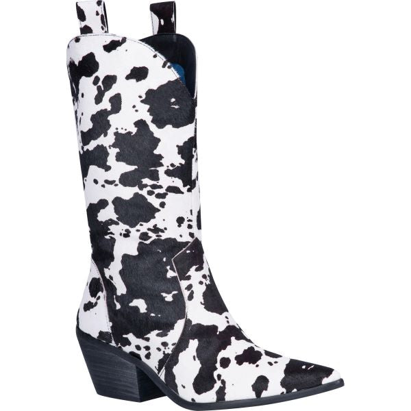Dingo Black and White Cow Print Live a Little Womens Western Boots DI127-BLACK