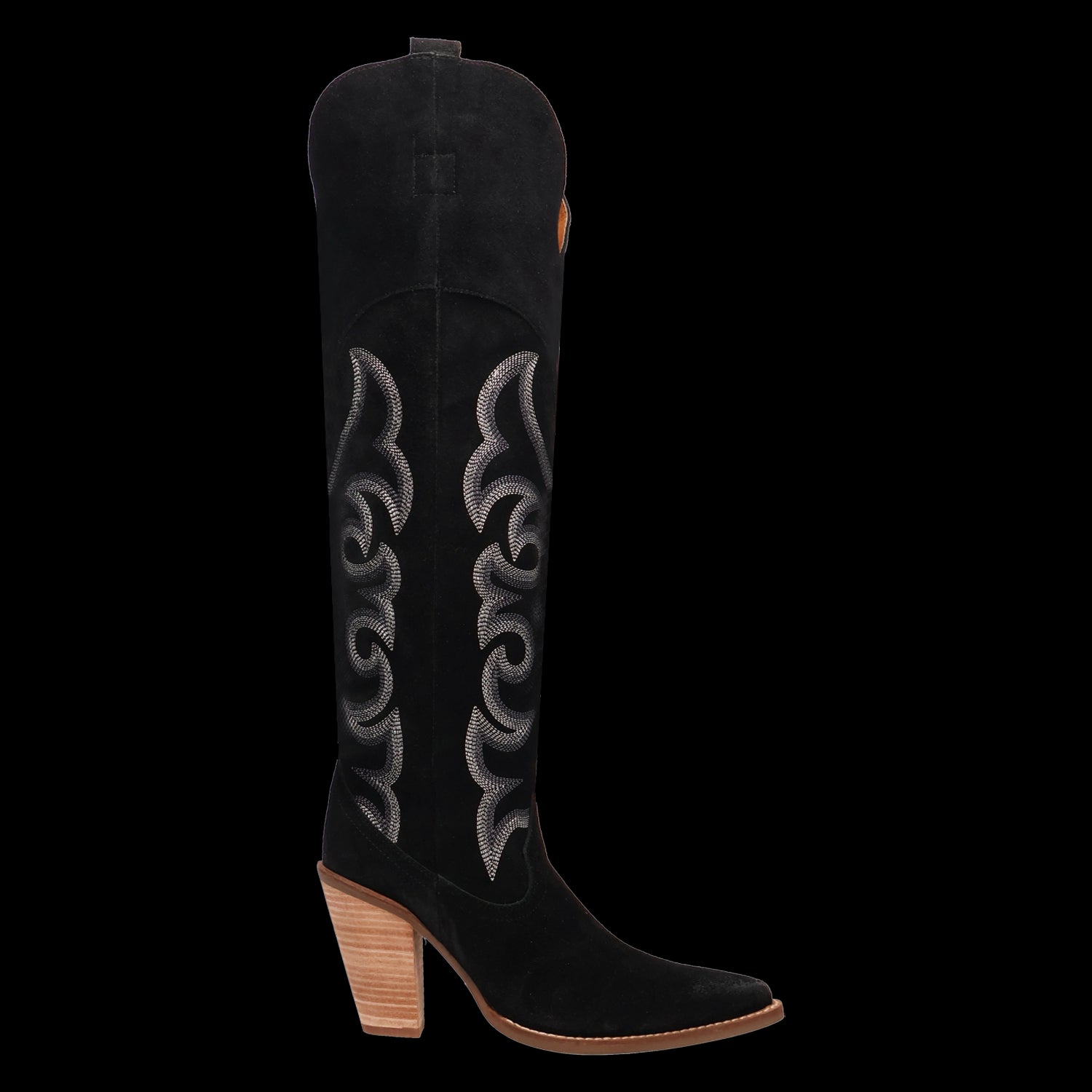 Dingo Black/Black Primadonna Suede Snip Toe Knee High Women's Western Boots DI2190-BLK