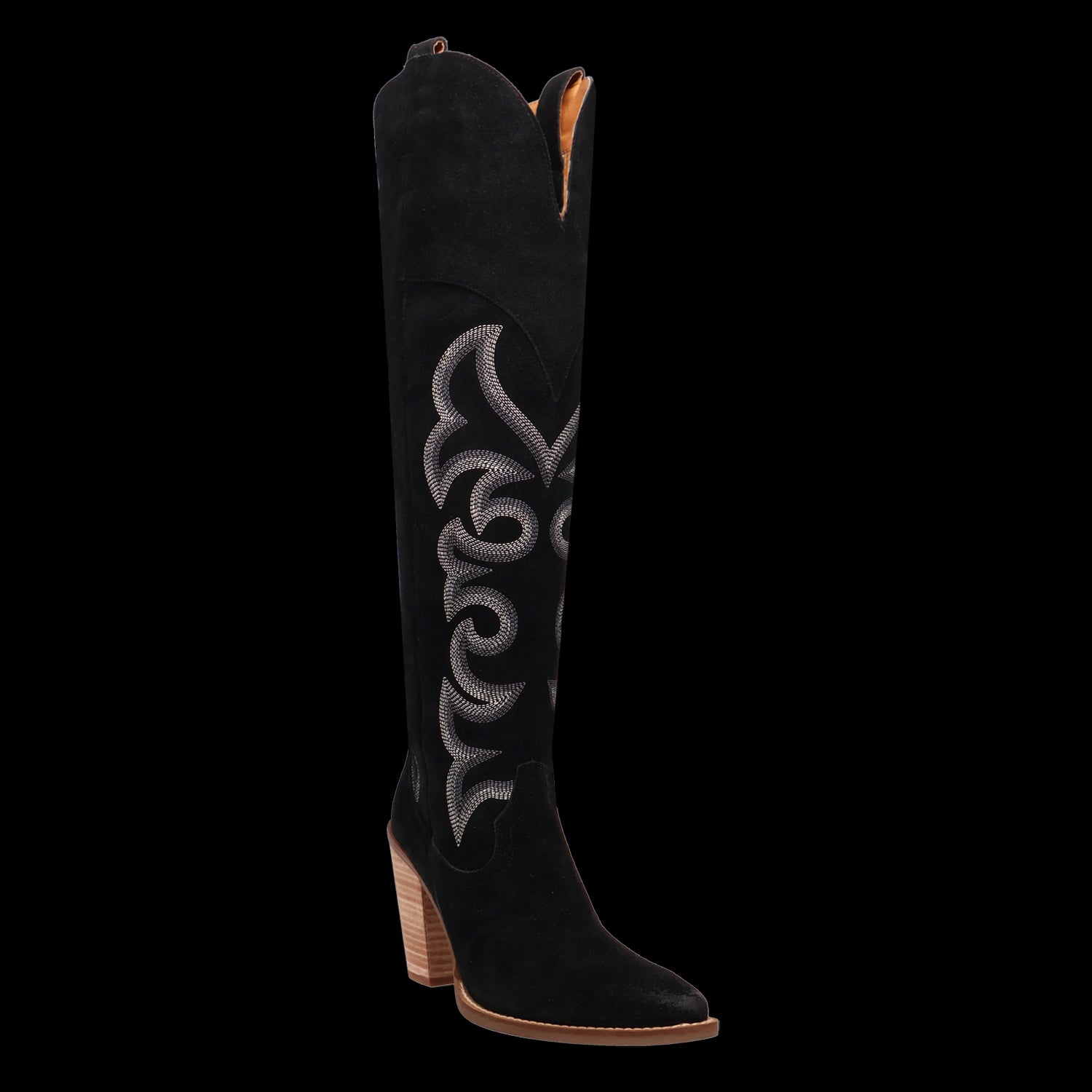 Dingo Black/Black Primadonna Suede Snip Toe Knee High Women's Western Boots DI2190-BLK