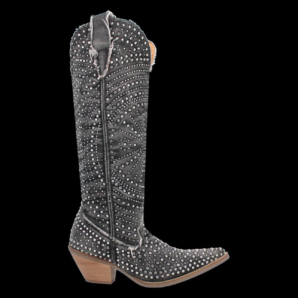 Dingo Black Honkytonk Honey 15 Inch Women's Snip Toe Western Boots DI162-BLACK