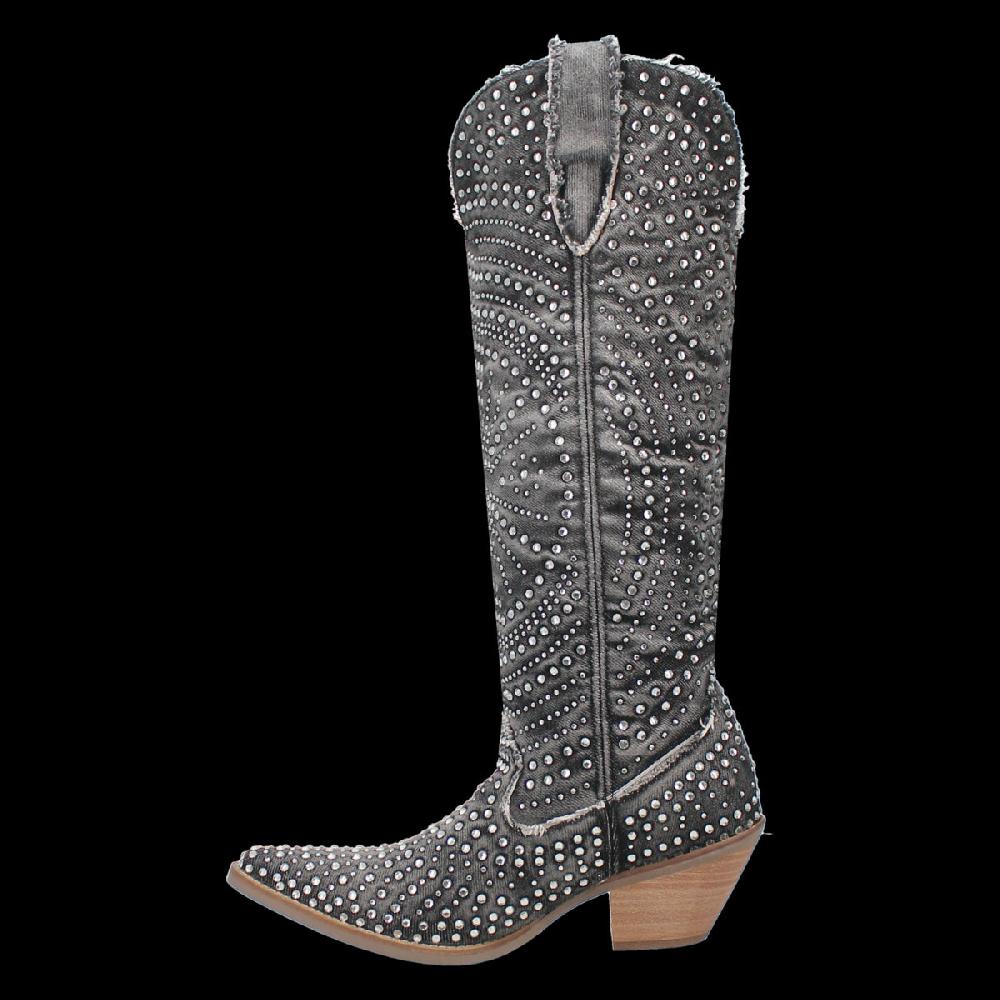 Dingo Black Honkytonk Honey 15 Inch Women's Snip Toe Western Boots DI162-BLACK