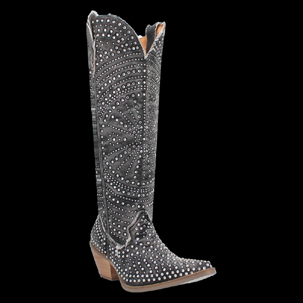 Dingo Black Honkytonk Honey 15 inch Women's Snip Toe Western Boots DI162-BLACK