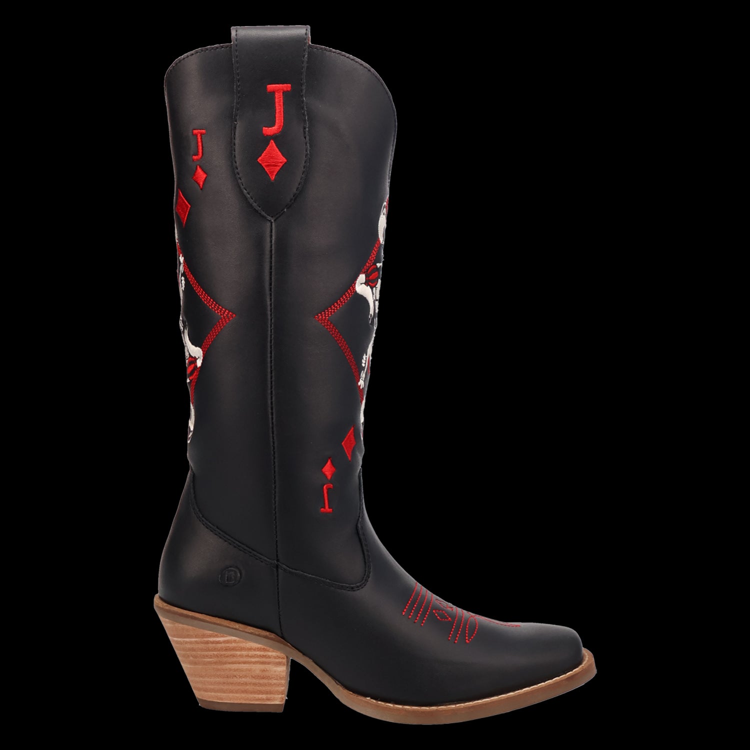 Dingo Black Jack Of Diamonds Women's Square Toe Leather Boots DI2232-BLK