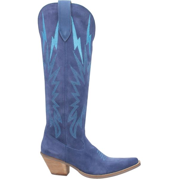 Dingo Blue Thunder Road Women's 16 Inch Suede Snip Toe Boots DI597-BLUE
