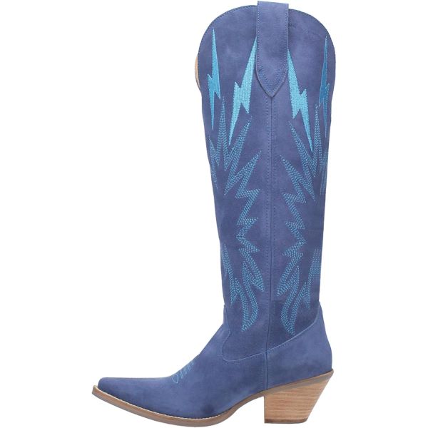 Dingo Blue Thunder Road Women's 16 Inch Suede Snip Toe Boots DI597-BLUE