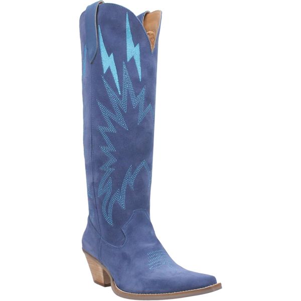 Dingo Blue Thunder Road Women's 16 inch Suede Snip Toe Boots DI597-BLUE