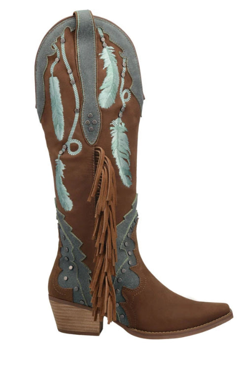 Dingo Brown/Blue Dreamcatcher Ladies Boots DI267-BRN