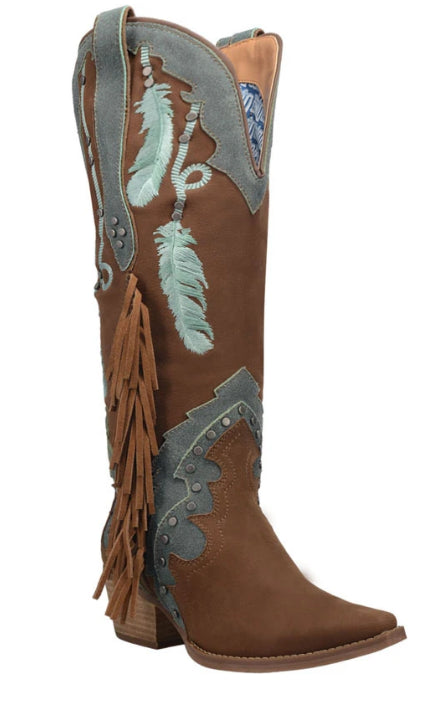 Dingo Brown/Blue Dreamcatcher Ladies Boots DI267-BRN