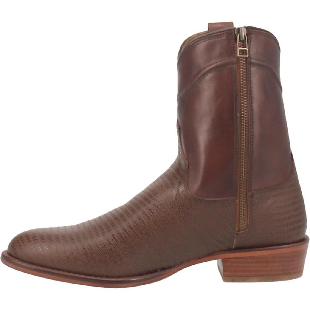 Dingo Brown Jackson Mens Lizard Print Zip Boots DI328-BRN