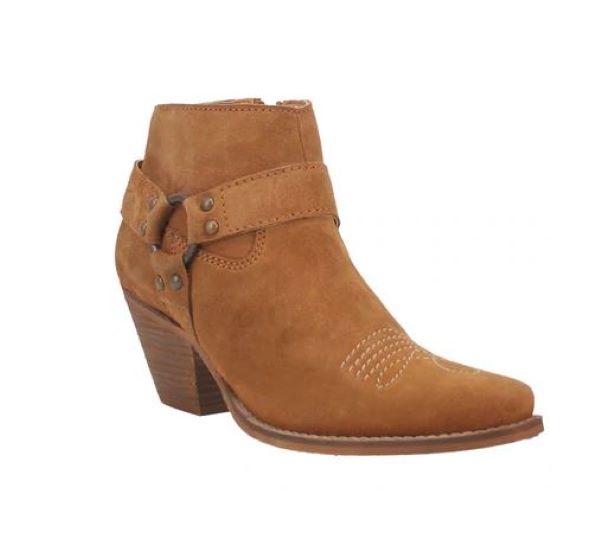 Dingo Brown Ladies Harness Buckskin Ankle Boots DI319