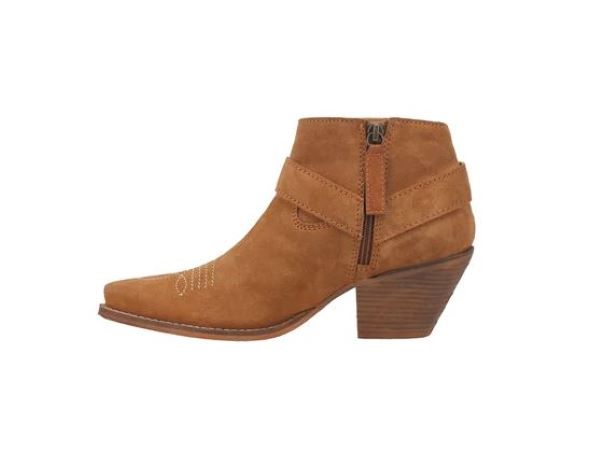 Dingo Brown Ladies Harness Buckskin Ankle Boots DI319