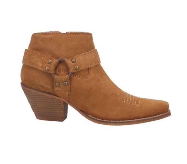 Dingo Brown Ladies Harness Buckskin Ankle Boots DI319