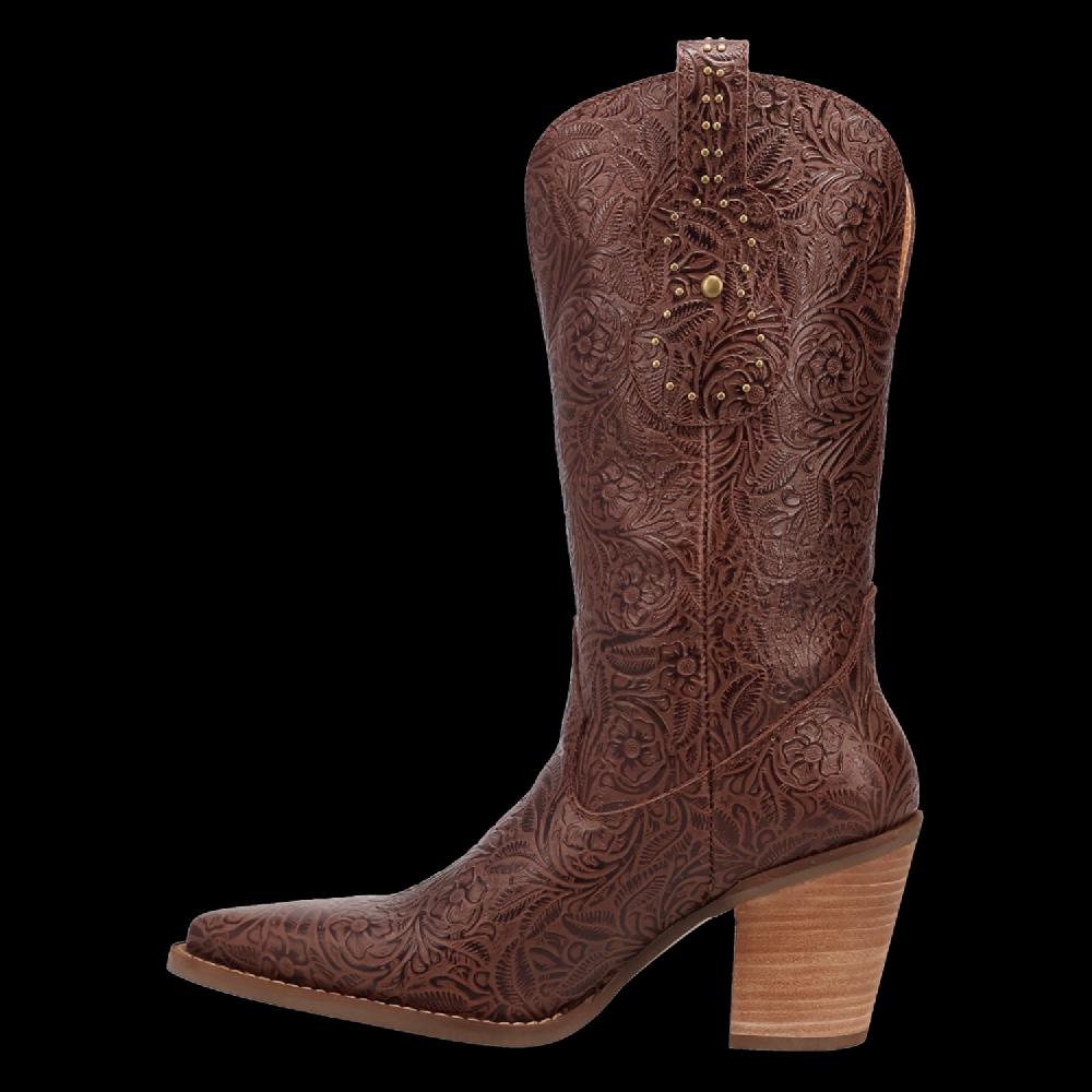 Dingo Brown Rhythm N' Blues Leather Women's Western Snip Toe Boots DI2241