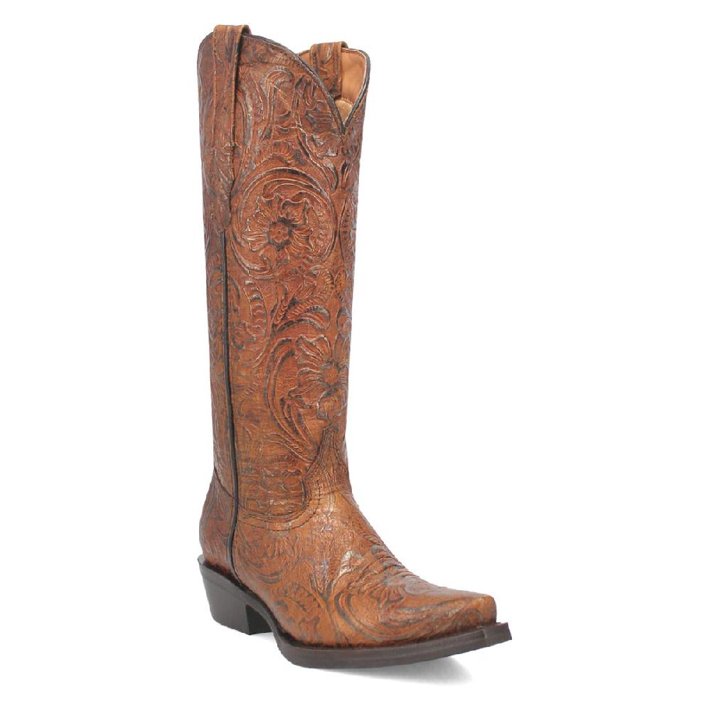 Dingo Brown Tooled Bellona 15 inch Snip Toe Women's Western Boots DI216-BROWN