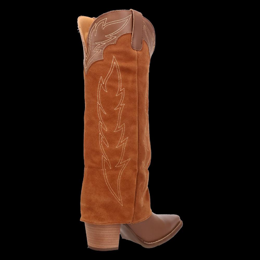 Dingo Brown Wild Horses Women's 16 Inch Suede Shaft Snip Toe Western Boots DI2280-BRN