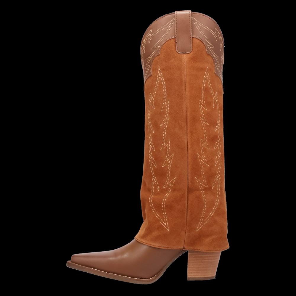 Dingo Brown Wild Horses Women's 16 Inch Suede Shaft Snip Toe Western Boots DI2280-BRN