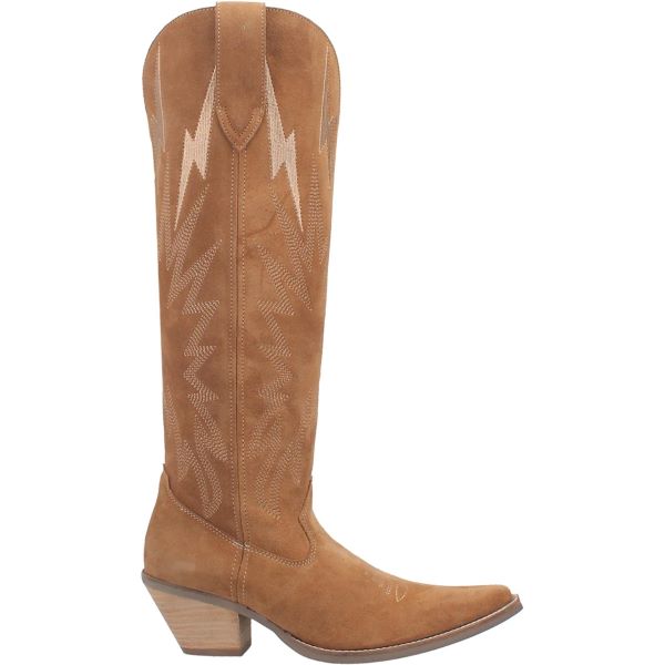 Dingo Camel Thunder Road Women's 16 Inch Snip Toe Suede Western Boots DI597-CAMEL