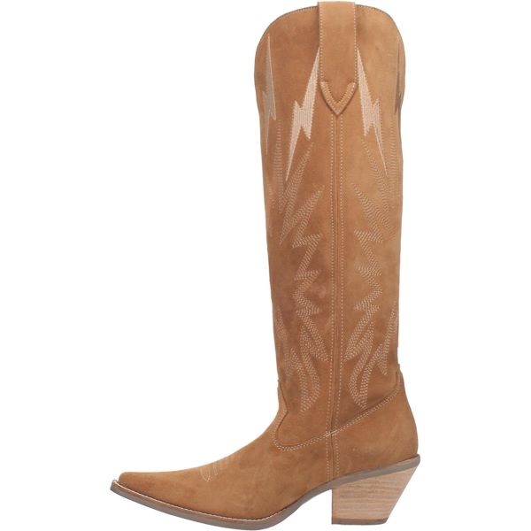 Dingo Camel Thunder Road Women's 16 Inch Snip Toe Suede Western Boots DI597-CAMEL