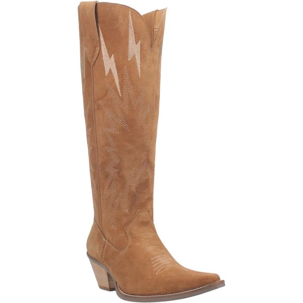 Dingo Camel Thunder Road Women's 16 inch Snip Toe Suede Western Boots DI597-CAMEL