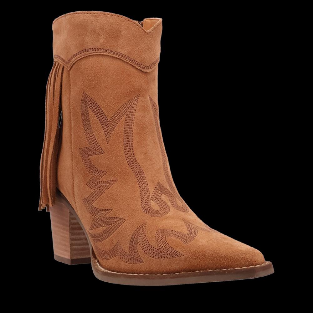 Dingo Camel Wild Sage Women's Leather Booties With Fringe DI2256-CAMEL
