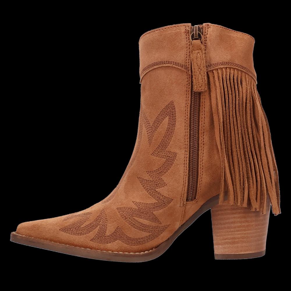 Dingo Camel Wild Sage Women's Leather Booties With Fringe DI2256-CAMEL