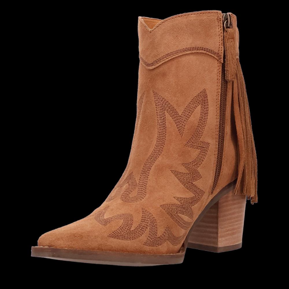 Dingo Camel Wild Sage Women's Leather Booties With Fringe DI2256-CAMEL