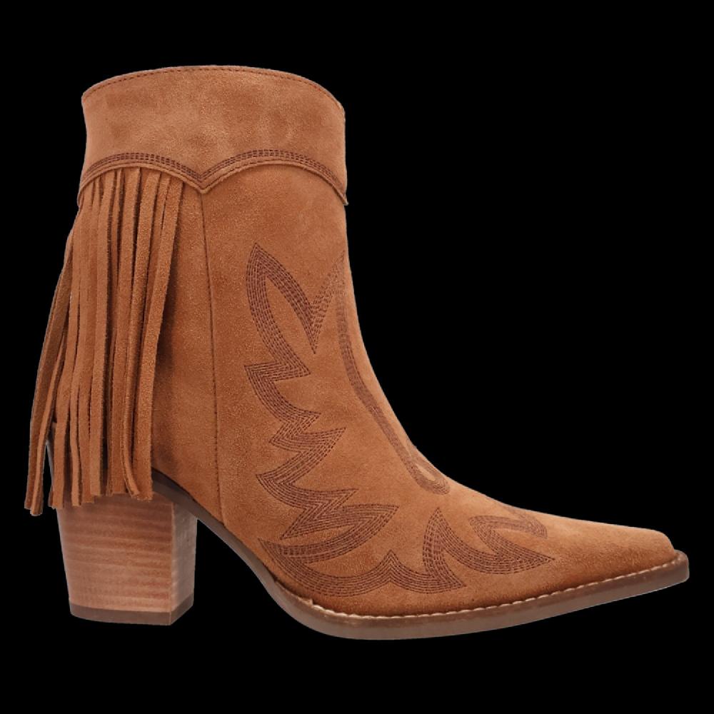 Dingo Camel Wild Sage Women's Leather Booties with Fringe DI2256-CAMEL
