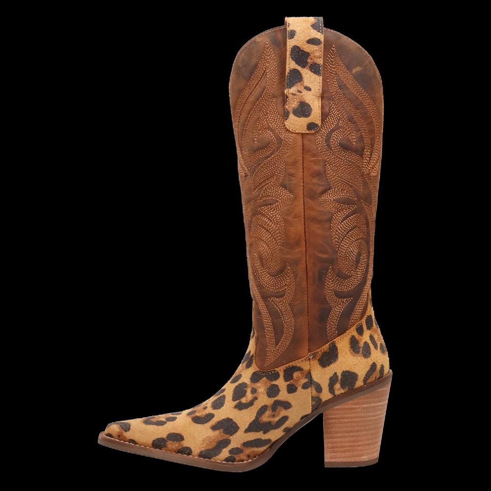 Dingo Leopard Hensley Women's 13 Inch Snip Toe Leather Boots DI2246-LEOPARD