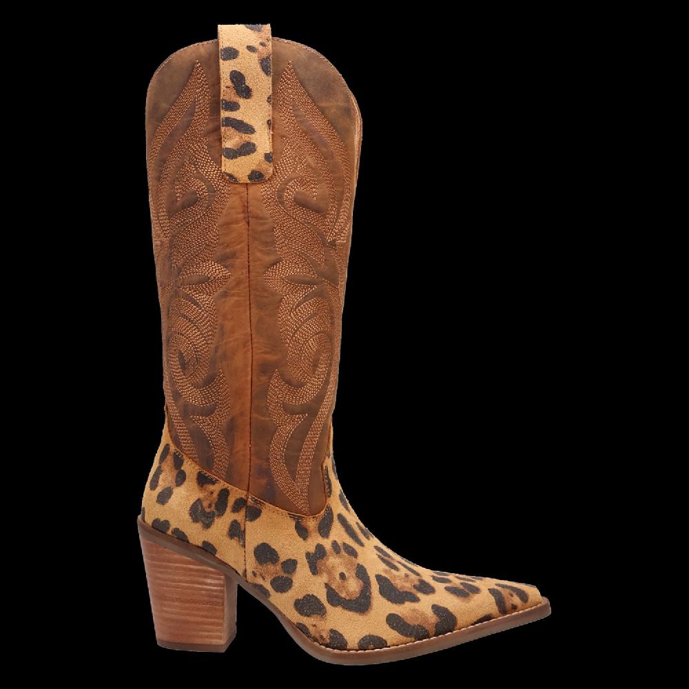 Dingo Leopard Hensley Women's 13 inch Snip Toe Leather Boots DI2246-LEOPARD