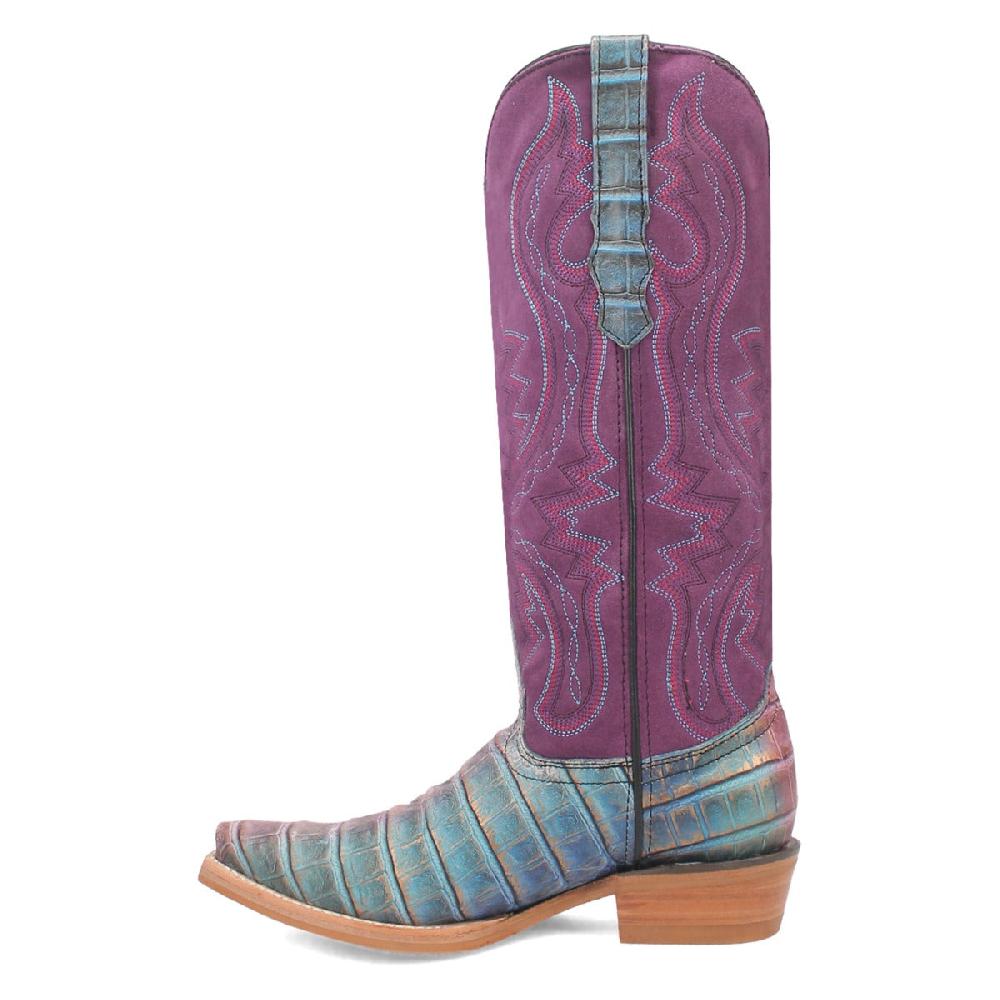 Dingo Purple Caterina 14 Inch Leather Snip Toe Women's Gator Print Western Boots DI209-PURPLE