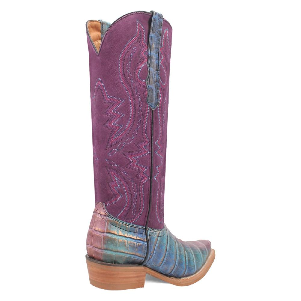 Dingo Purple Caterina 14 Inch Leather Snip Toe Women's Gator Print Western Boots DI209-PURPLE