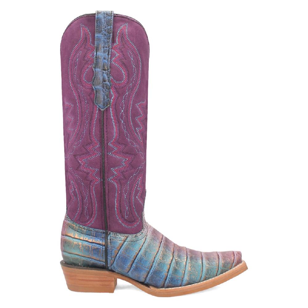 Dingo Purple Caterina 14 inch Leather Snip Toe Women's Gator Print Western Boots DI209-PURPLE