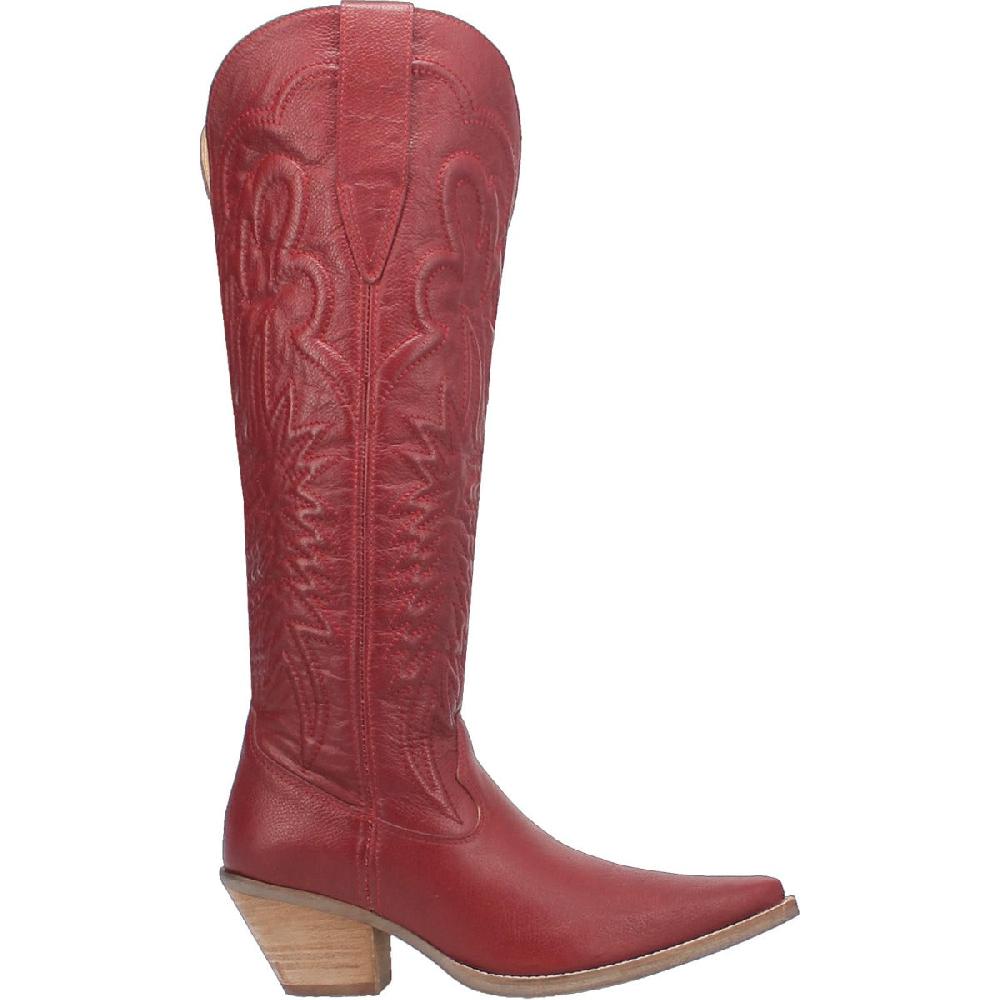Dingo Red Raisin Kane Women's 17 Inch Leather Snip Toe Western Boots DI167-RED