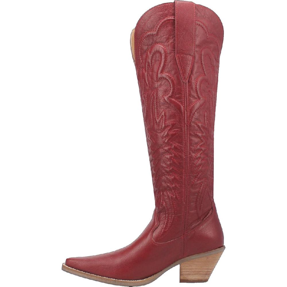 Dingo Red Raisin Kane Women's 17 Inch Leather Snip Toe Western Boots DI167-RED