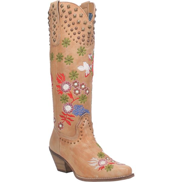 Dingo Tan Poppy Floral Womens Western Boots DI732-TAN