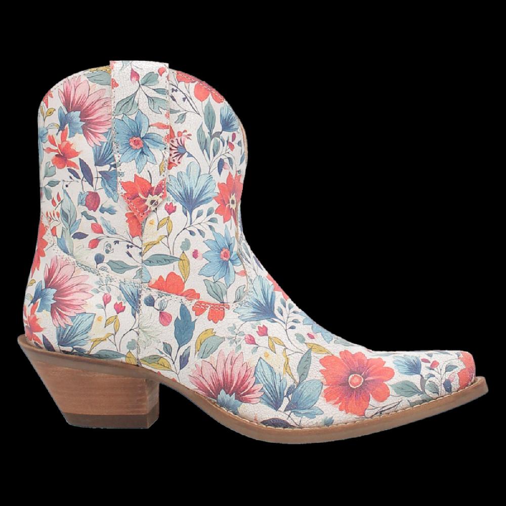 Dingo White (Floral) Pixie Rose Women's 7 Inch Snip Toe Western Boots DI178-WHITE