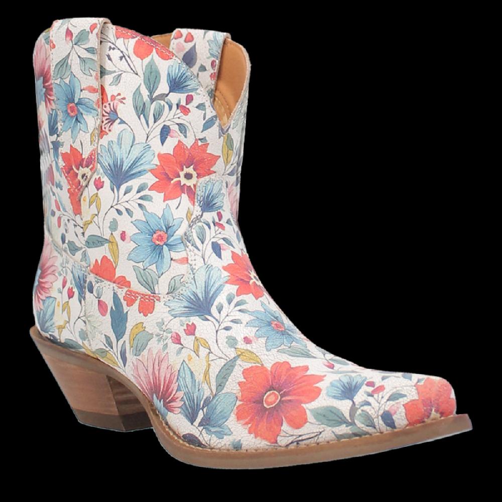 Dingo White (Floral) Pixie Rose Women's 7 inch Snip Toe Western Boots DI178-WHITE