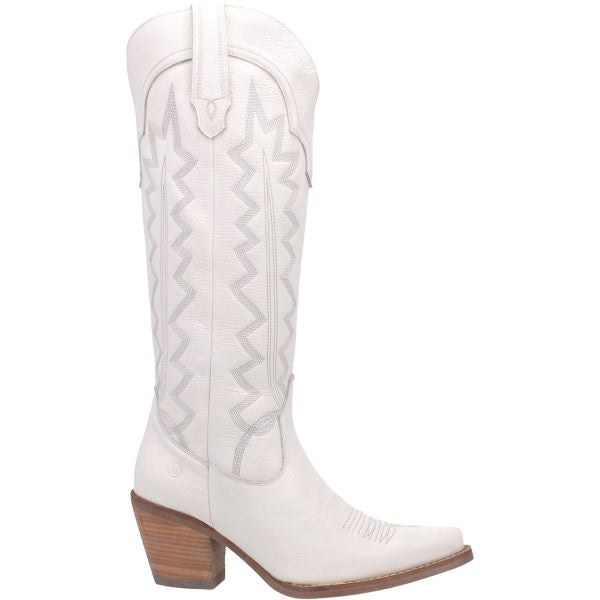 Dingo White High Cotton Women's Tall 16 Inch Snip Toe Western Boots DI936-WHITE