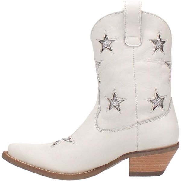 Dingo White Star Struck Shortie 7 Inch Women's Almond Toe Western Boots DI582-WHITE