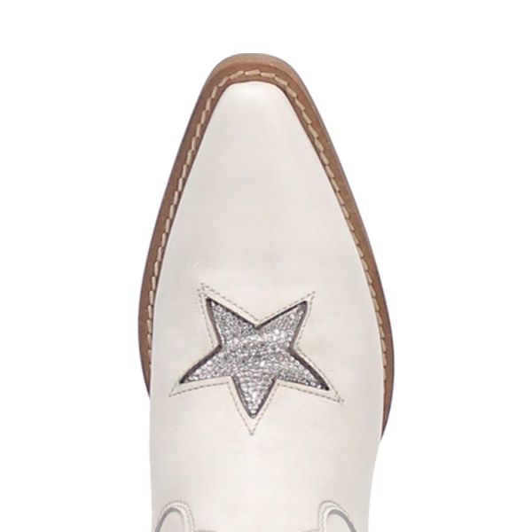 Dingo White Star Struck Shortie 7 Inch Women's Almond Toe Western Boots DI582-WHITE