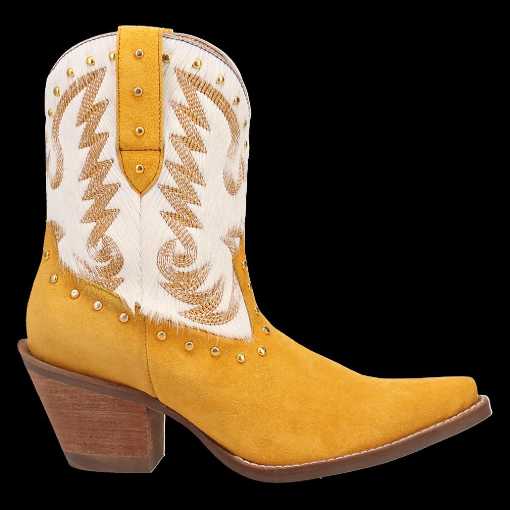 Dingo Yellow Rodeo Queen Women's Snip Toe Hair On Western Boots DI2222-YELLOW